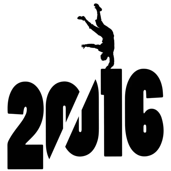 Чорний Силует Векторні Ілюстрації 2016 Новий Рік — стоковий вектор