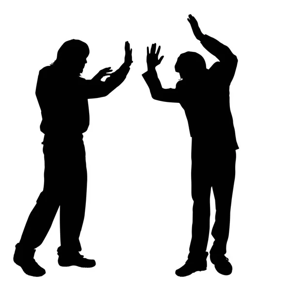 Vector Silhouette People Who Were Arguing — Stock Vector