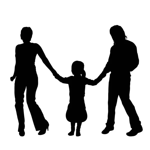 Silhouette Famille Vectorielle Sur Fond Blanc — Image vectorielle