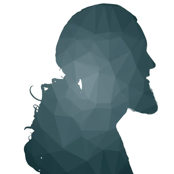 Low Poly Silhouette Man White Background — Stock Vector