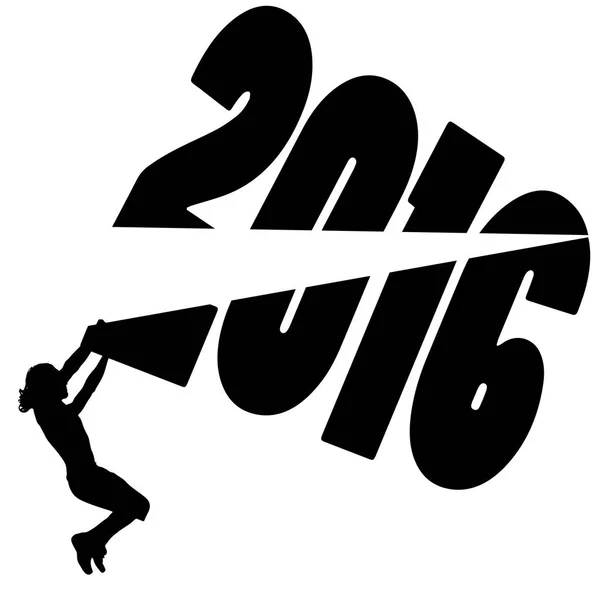 Siyah Siluet Vektör Çizim 2016 Yeni Yıl — Stok Vektör