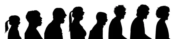 Profil Silhouette Vectorielle Personnes Sur Fond Blanc — Image vectorielle