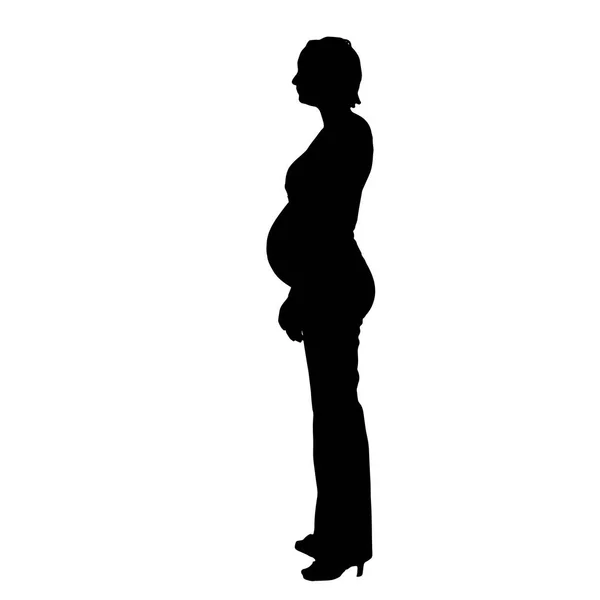 Sylwetka Wektor Kobiety Ciąży Białym Tle — Wektor stockowy