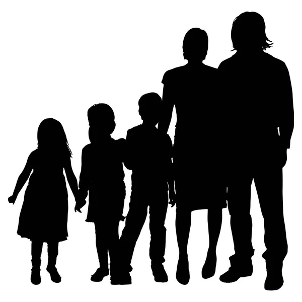 Silhouette Famille Vectorielle Sur Fond Blanc — Image vectorielle