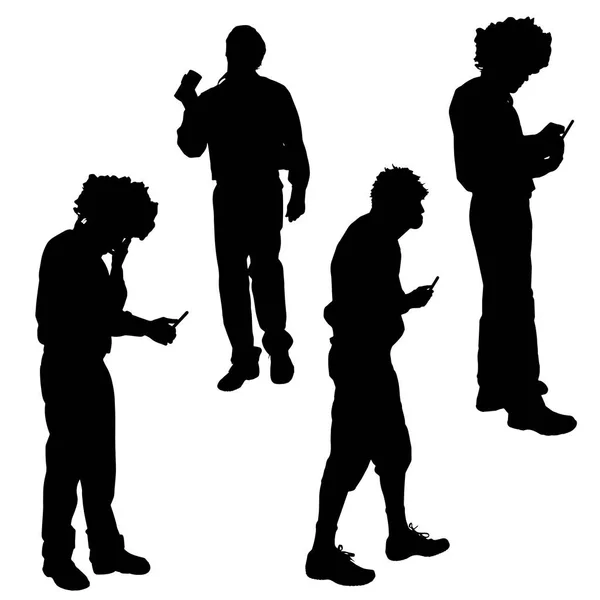 Silhouette Vectorielle Homme Avec Téléphone Portable — Image vectorielle