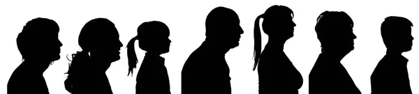 Profil Silhouette Vectorielle Personnes Sur Fond Blanc — Image vectorielle