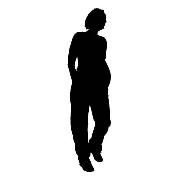 Vector Silhouette Pregnant Woman White Background — Stock Vector