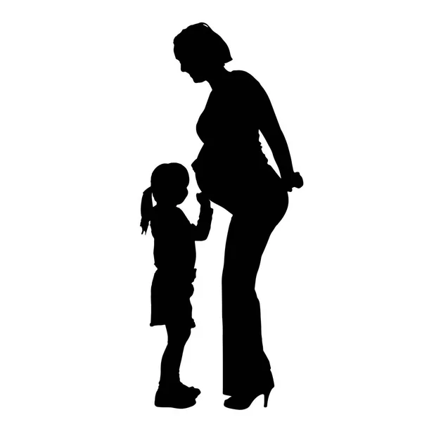 Silhouette Famille Vectorielle Sur Fond Blanc — Image vectorielle