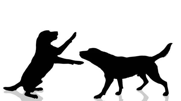 Vektorhunde Silhouette Auf Weißem Hintergrund — Stockvektor