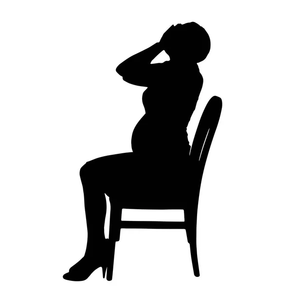 Beyaz Bir Arka Plan Üzerinde Hamile Bir Kadın Silüeti Vektör — Stok Vektör