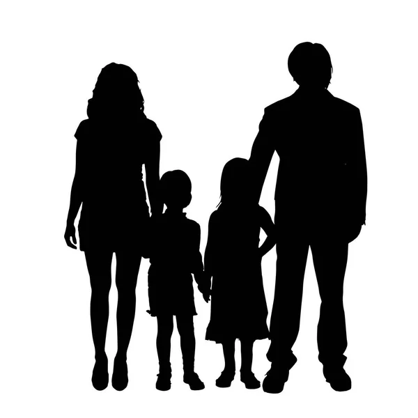 Vector Family Silhouette White Background — Stock Vector