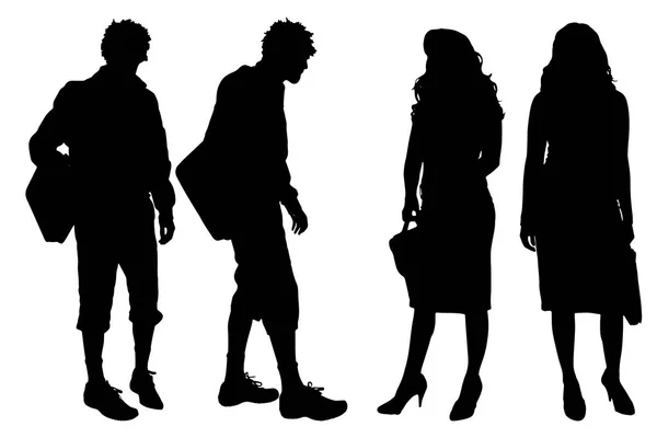 Silhouette Vectorielle Personnes Sur Fond Blanc — Image vectorielle