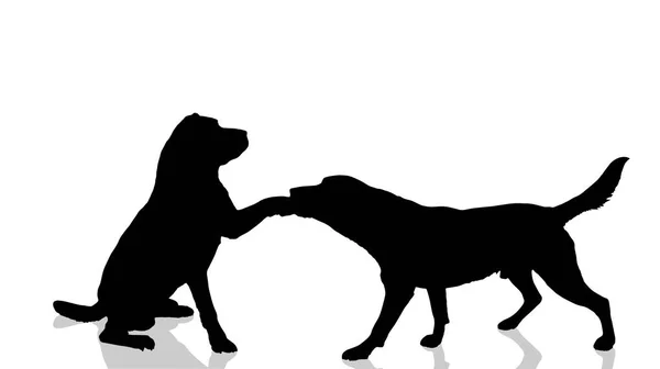 Vector Honden Silhouet Een Witte Achtergrond — Stockvector