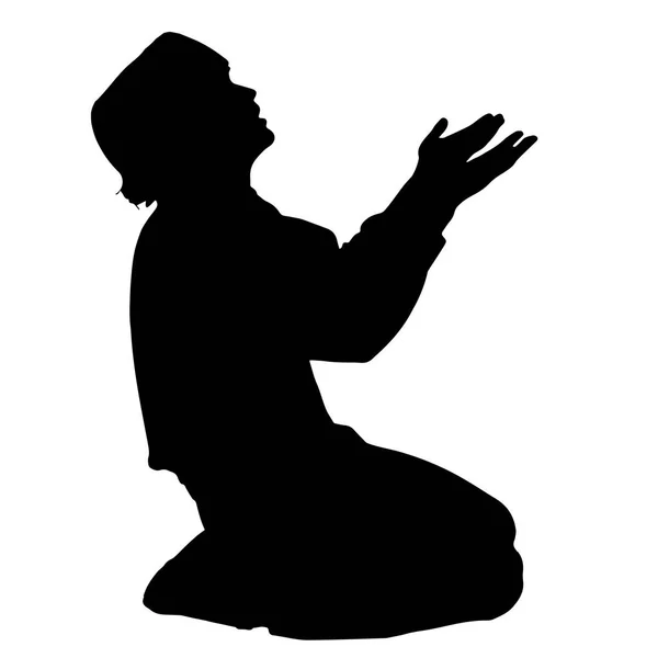Vector Silhouette Muslim Who Prays — Stock Vector