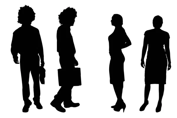 Vector Silhouette People White Background — Stock Vector