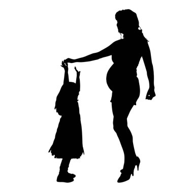 Beyaz bir arka plan üzerinde aile siluet vektör.