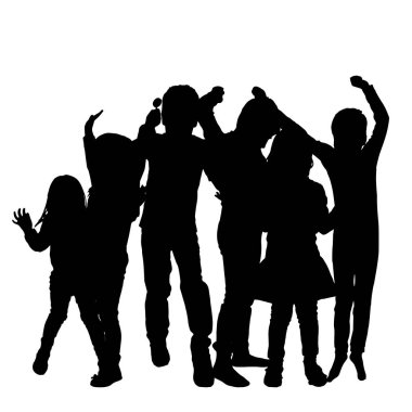 çocukların beyaz zemin üzerine siluet vektör.