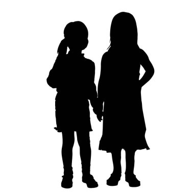 Beyaz bir arka plan üzerinde kardeşler siluet vektör.