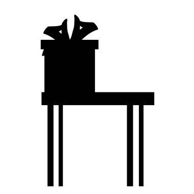 Beyaz bir arka plan üzerinde hediye siluet vektör.