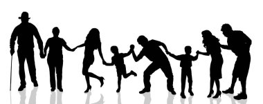 Beyaz bir arka plan üzerinde farklı insanların Vector silhouettes.