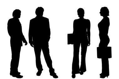 Beyaz bir arka plan üzerinde insanların siluet vektör.