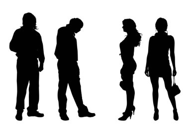 Beyaz bir arka plan üzerinde insanların siluet vektör.