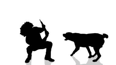 Köpekli bir adamın vektör silueti..