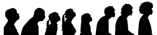 Profil Silhouette Vectorielle Personnes Sur Fond Blanc — Image vectorielle