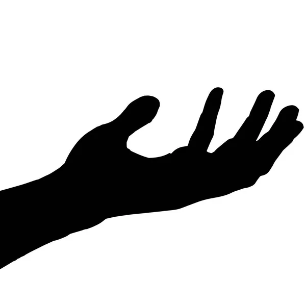 Silueta Vectorial Una Mano Sobre Fondo Blanco — Vector de stock