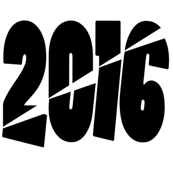 Black Silhouette Vector Illustration 2016 New Year — Stock Vector