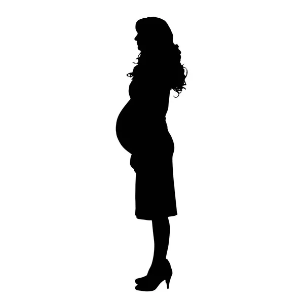 Beyaz Bir Arka Plan Üzerinde Hamile Bir Kadın Silüeti Vektör — Stok Vektör