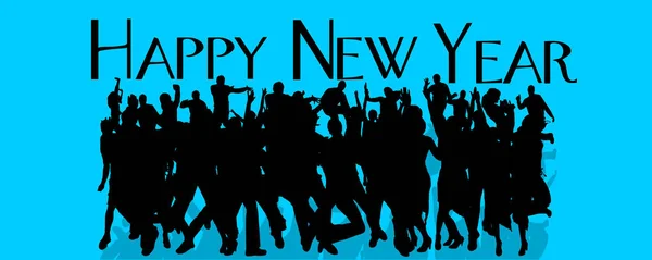 Vector Silhouette People Who Celebrate New Year — Stock Vector