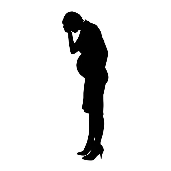 Silhouette Vectorielle Une Femme Enceinte Sur Fond Blanc — Image vectorielle