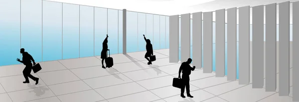 Silhouette Vectorielle Des Personnes Aéroport — Image vectorielle