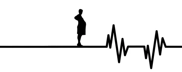 白色背景孕妇心脏脉搏的矢量图解 — 图库矢量图片