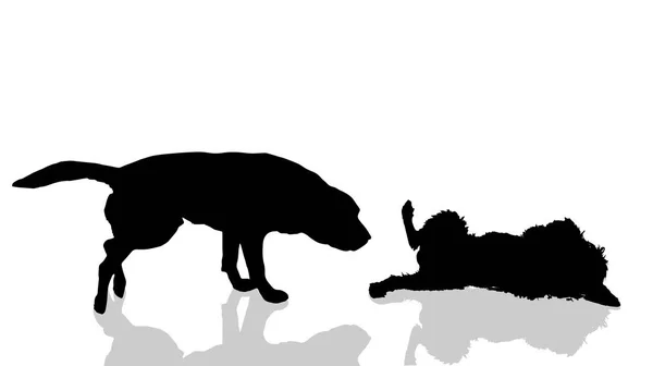 Silueta Vectorial Para Perros Sobre Fondo Blanco — Archivo Imágenes Vectoriales