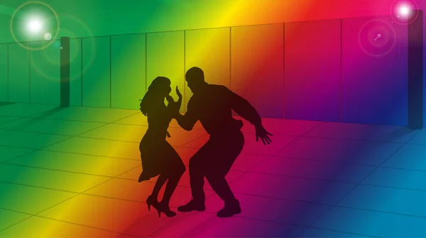 Vector Silueta Pareja Clases Baile — Vector de stock