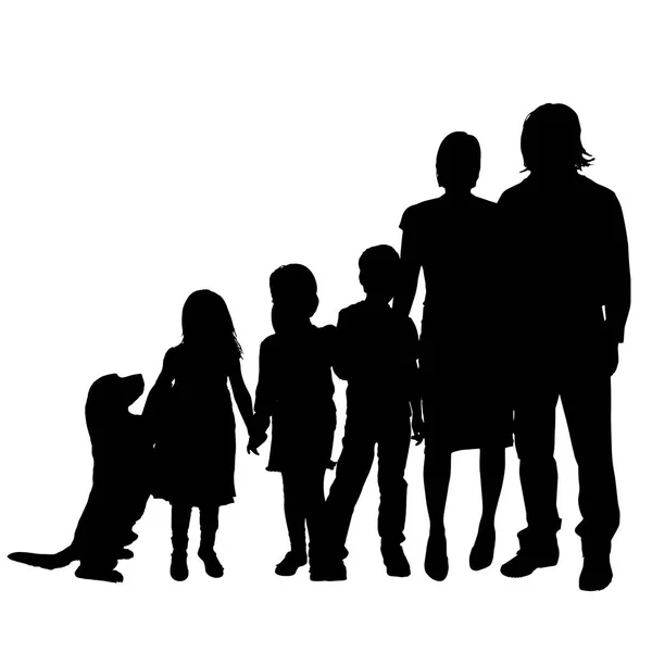 Vector Family Silhouette White Background — Stock Vector