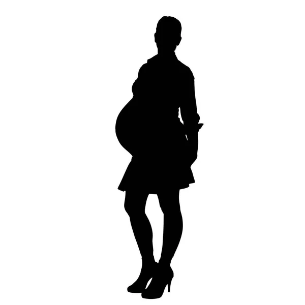 白い背景に妊娠中の女性のベクトル シルエット — ストックベクタ