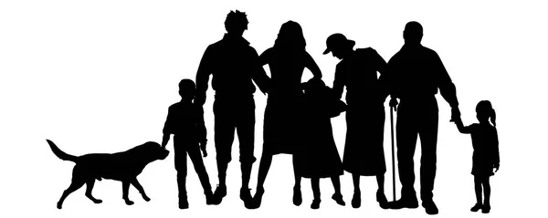 Vector Silhouettes Family White Background — Stock Vector