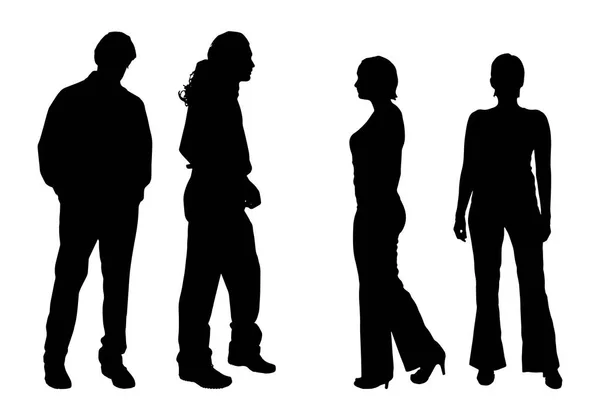 Silhouette Vectorielle Personnes Sur Fond Blanc — Image vectorielle
