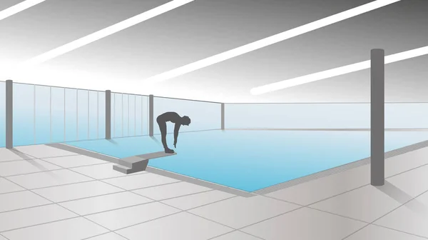 Vector Silhouet Van Mens Het Zwembad — Stockvector