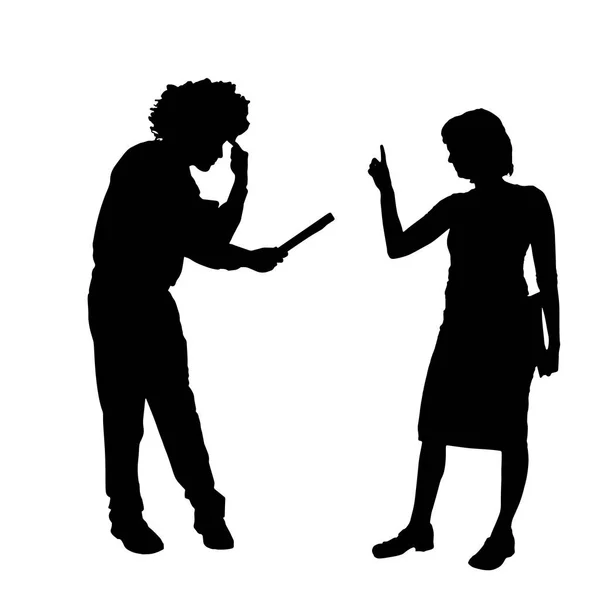 Vector Silhouette People Who Were Arguing — Stock Vector