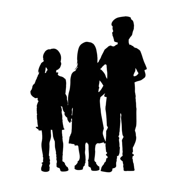 Vector Siblings Silhouette White Background — Stock Vector