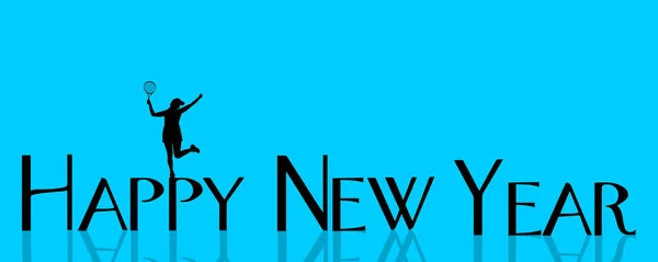 Vector Illustration Inscription Happy New Year Blue Background — Stock Vector