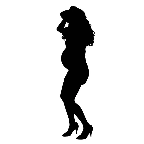 Vector Silhouette Pregnant Woman White Background — Stock Vector