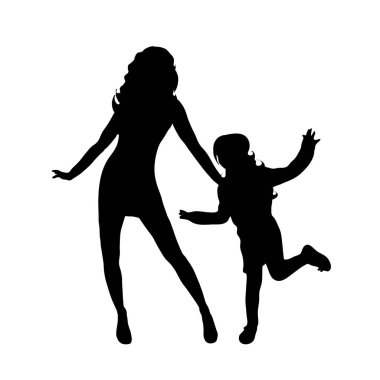 Aile beyaz zemin üzerine siluet vektör.