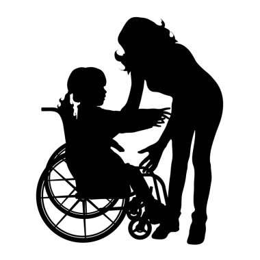 Aile beyaz zemin üzerine siluet vektör.