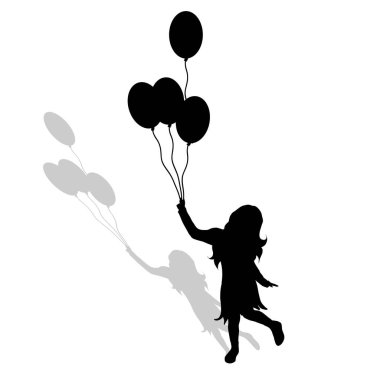 Beyaz arka plan üzerinde küçük kızın siluet vektör.