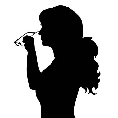 Beyaz arka plan üzerinde kadın silüeti vektör.